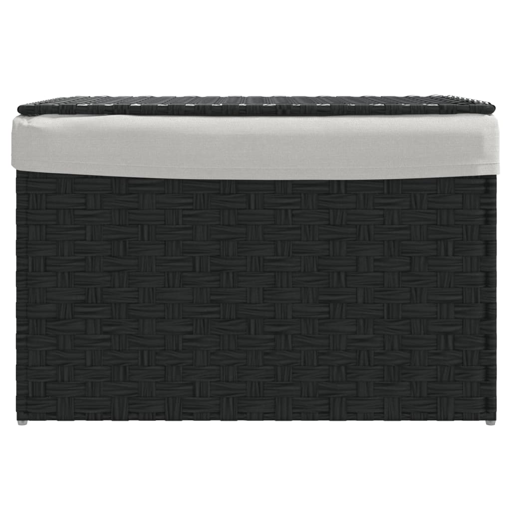 Laundry Basket with Lid Black 55.5x35x34 cm Poly Rattan