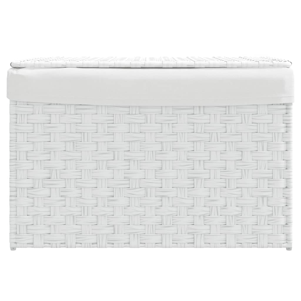 Laundry Basket with Lid White 55.5x35x34 cm Poly Rattan