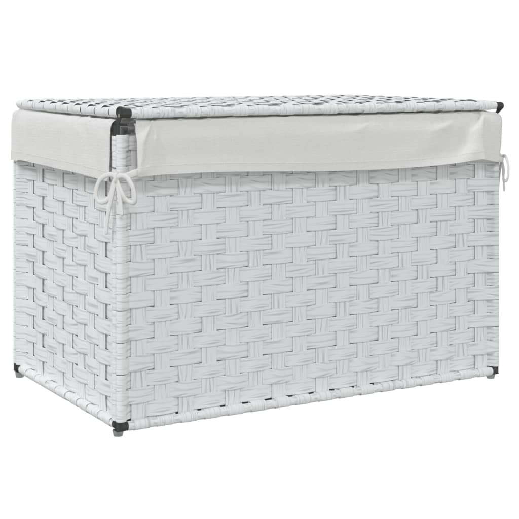 Laundry Basket with Lid White 55.5x35x34 cm Poly Rattan
