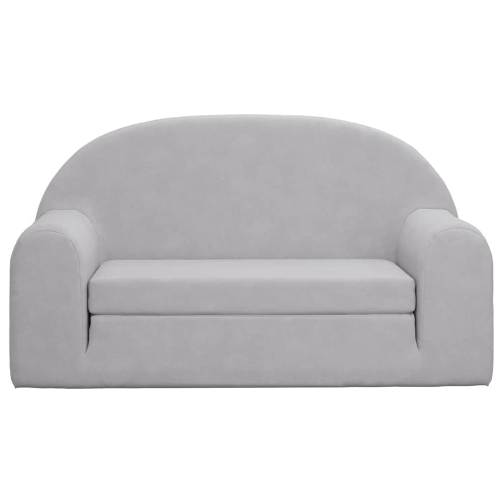 Kids' Sofa Bed 2-Seater Light Grey Soft Plush