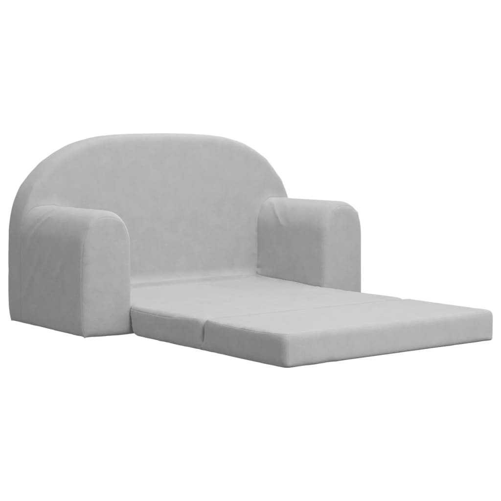 Kids' Sofa Bed 2-Seater Light Grey Soft Plush