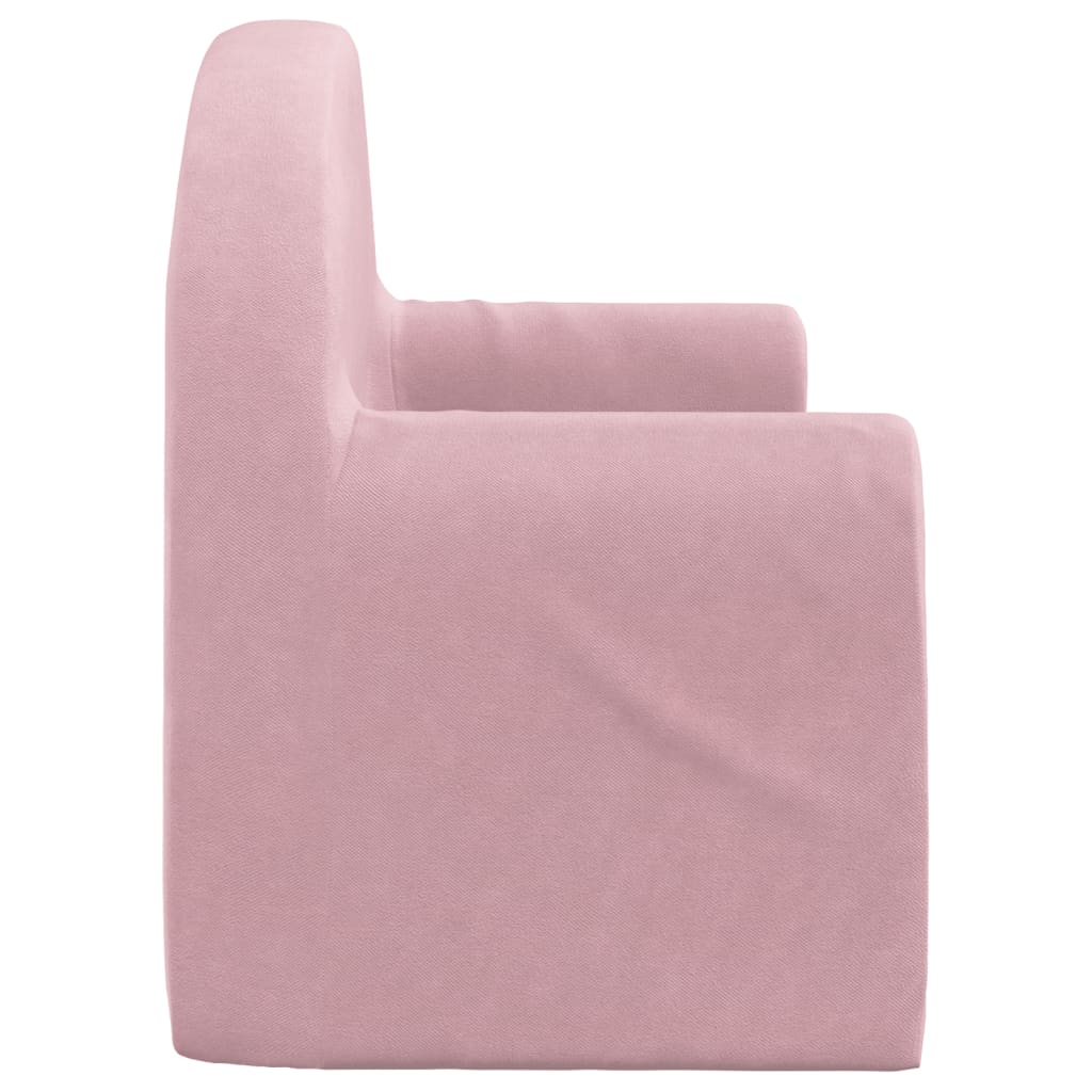 Kids' Sofa Bed 2-Seater Pink Soft Plush