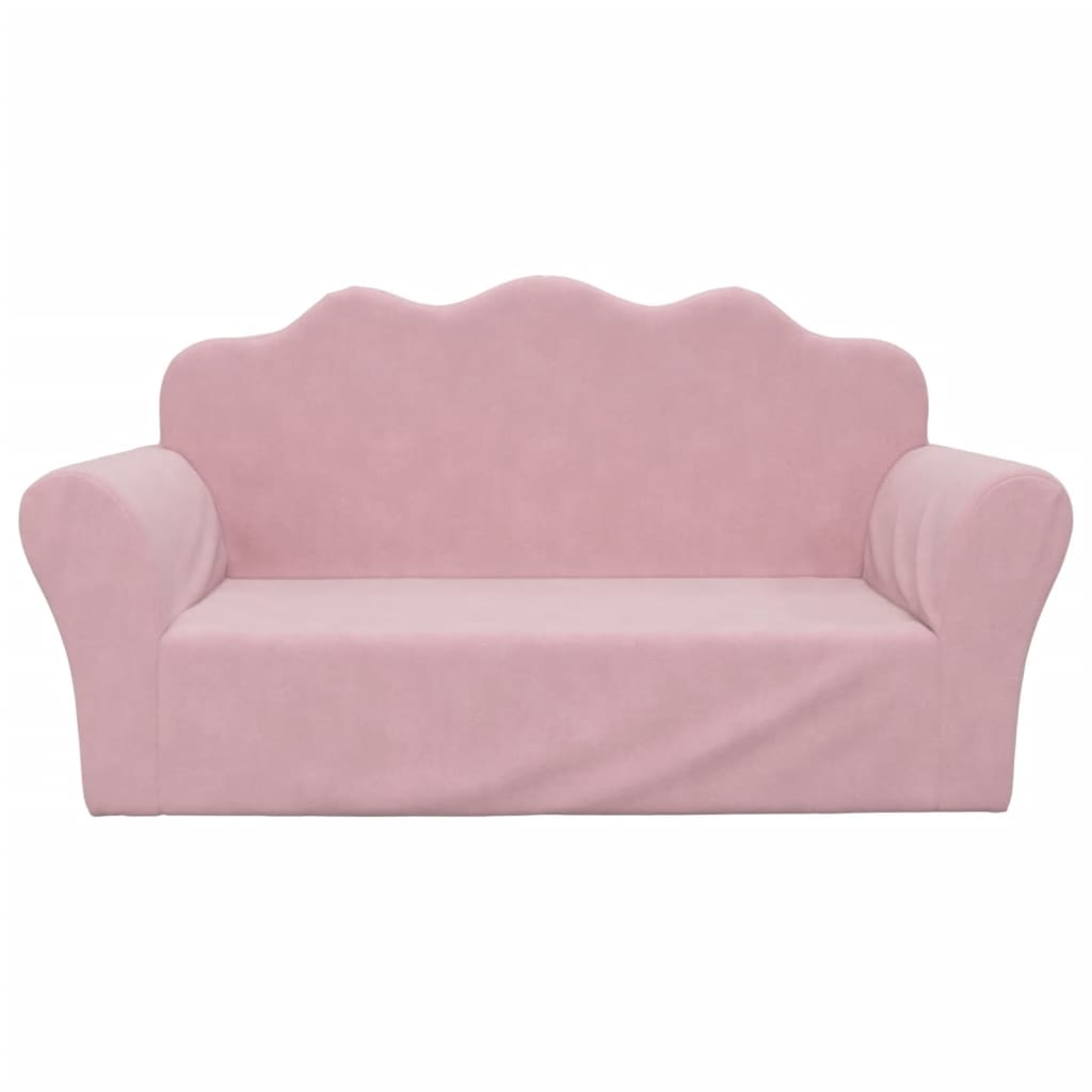 Kids' Sofa 2-Seater Pink Soft Plush