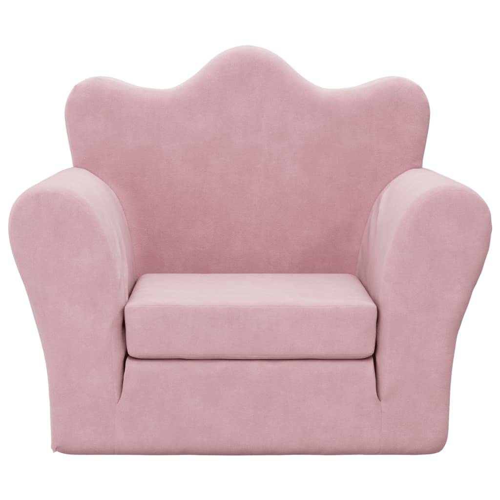 Kids' Sofa Bed Pink Soft Plush