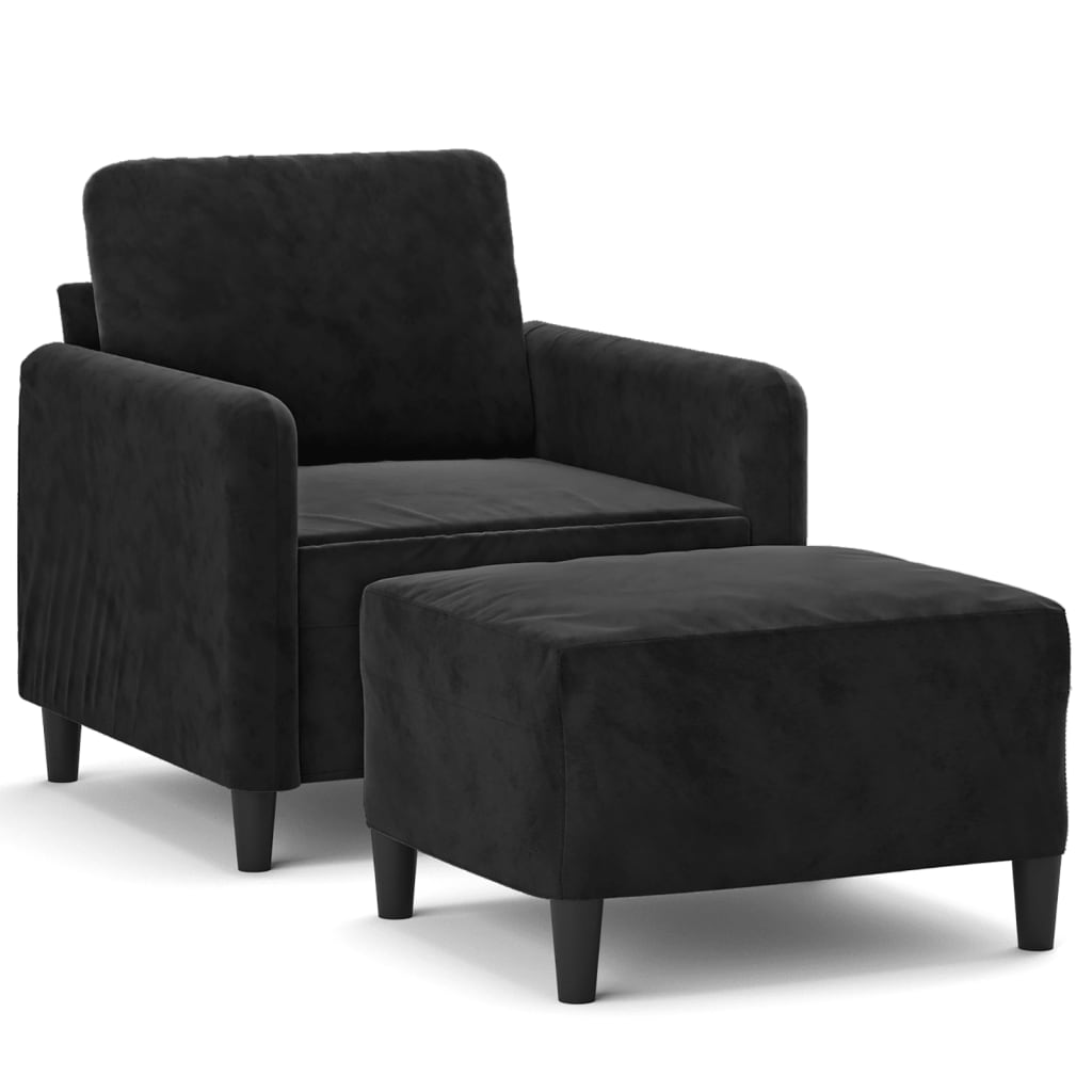 Sofa Chair with Footstool Black 60 cm Velvet