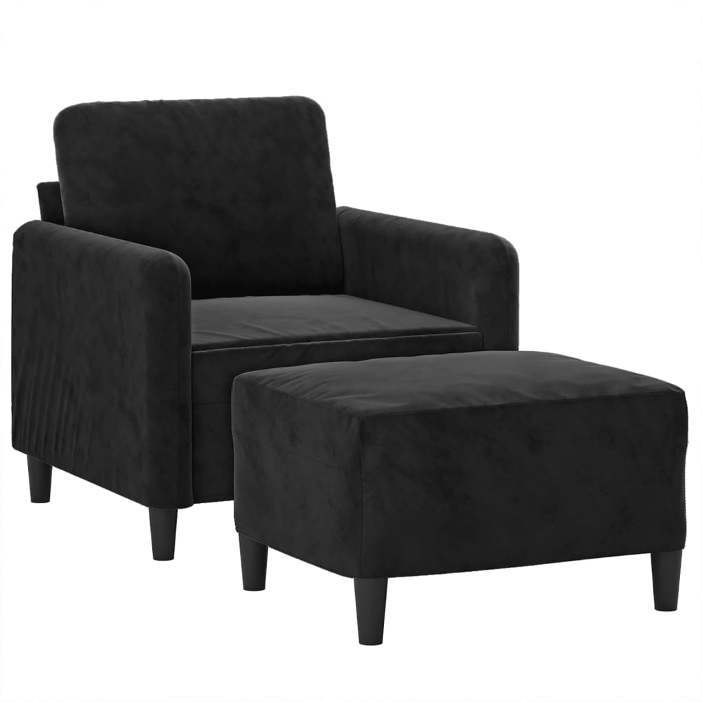Sofa Chair with Footstool Black 60 cm Velvet