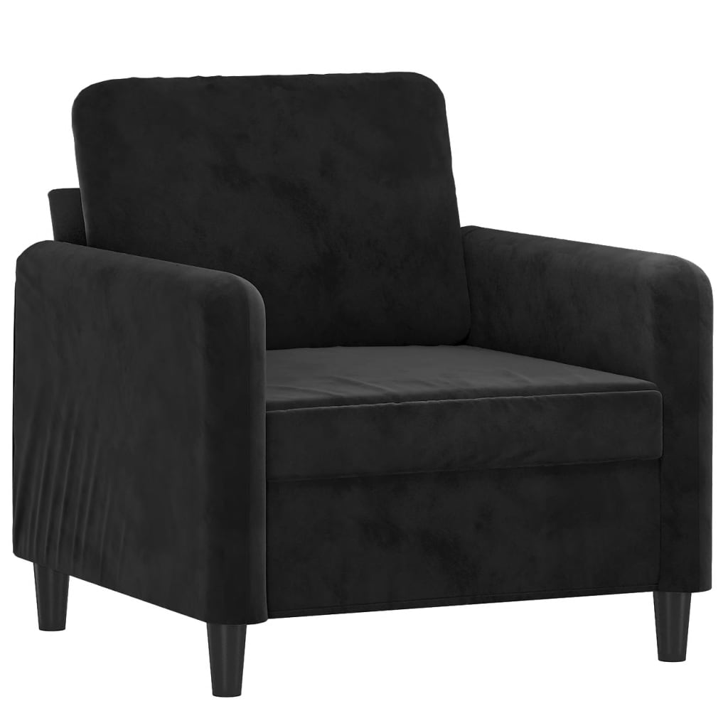 Sofa Chair with Footstool Black 60 cm Velvet
