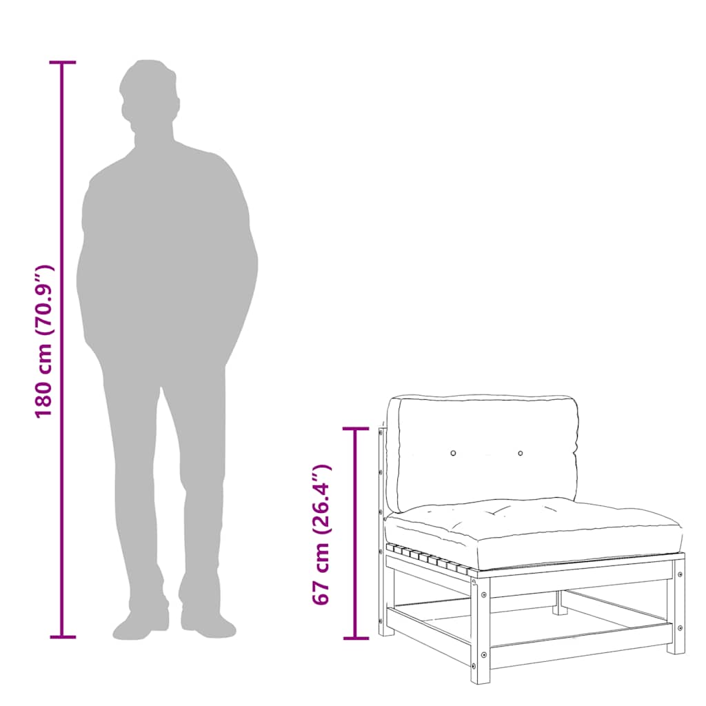 Garden Sofas Armless with Cushions 2 pcs Wax Brown Solid Wood Pine