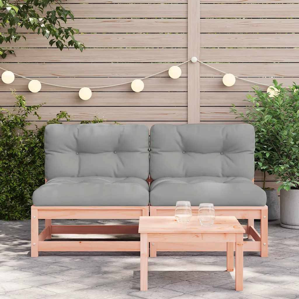 Garden Sofas Armless with Cushions 2 pcs Solid Wood Douglas