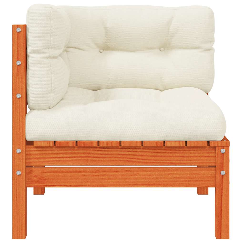 Garden Sofa Corner with Cushions Wax Brown Solid Wood Pine