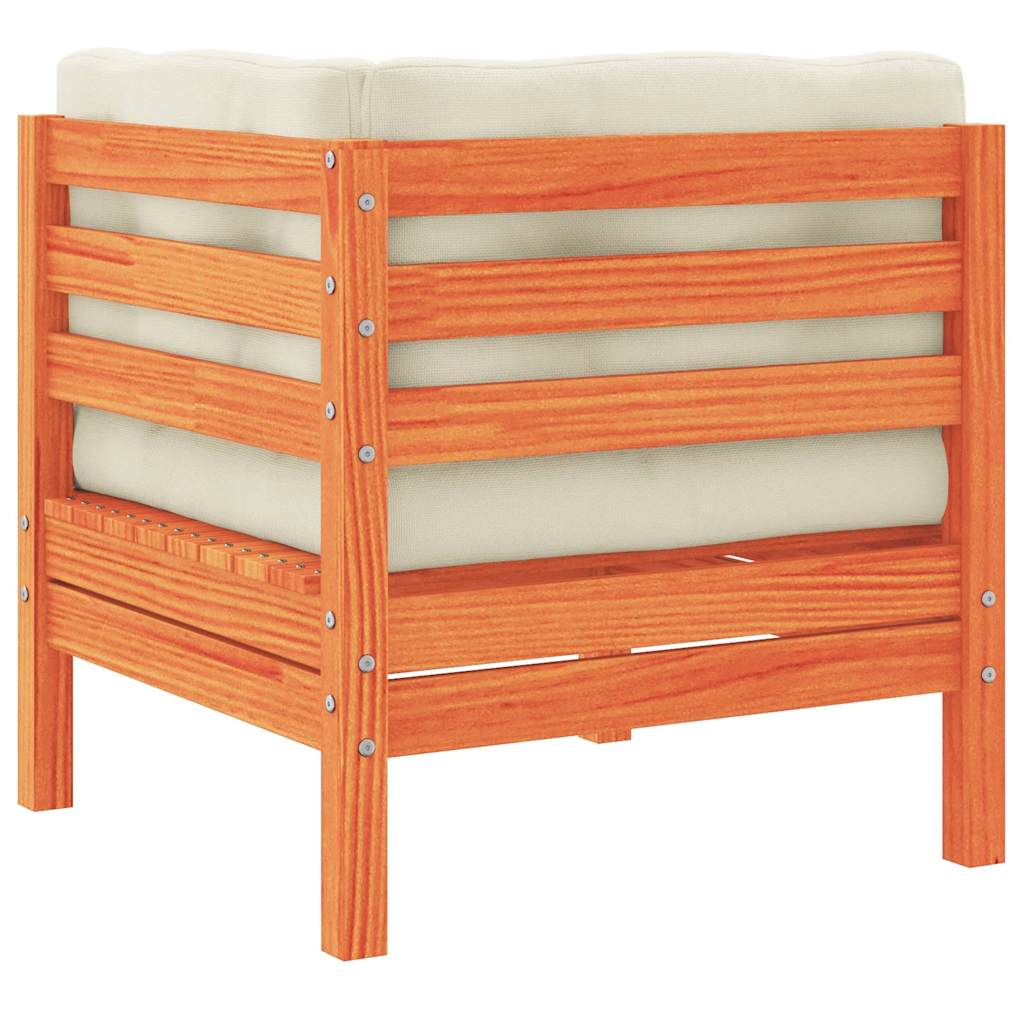 Garden Sofa Corner with Cushions Wax Brown Solid Wood Pine