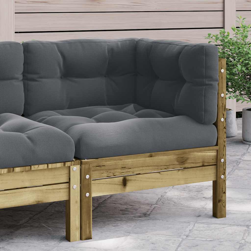 Garden Sofa Corner with Cushions Impregnated Wood Pine