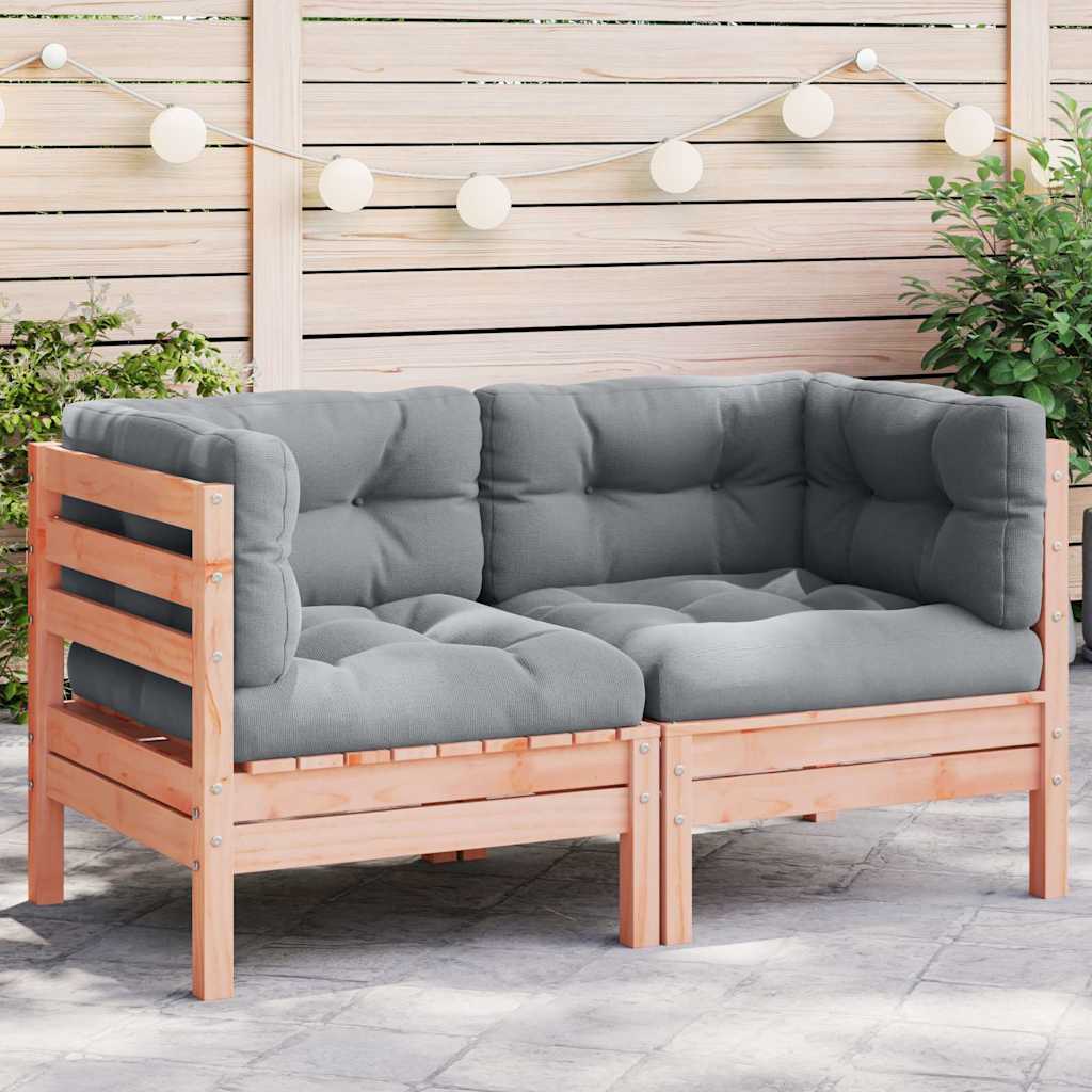 Garden Sofa Corner with Cushions 2 pcs Solid Wood Douglas