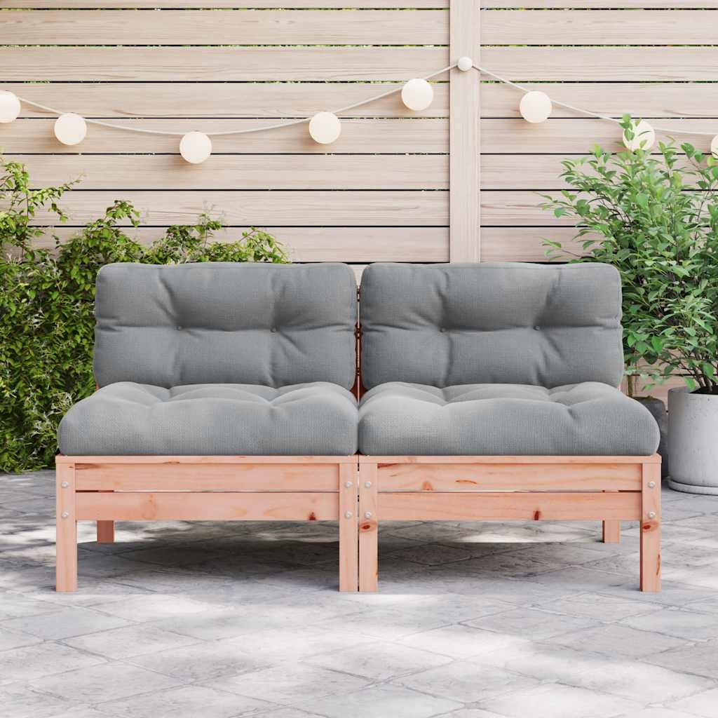 Garden Sofa Armless with Cushions 2 pcs Solid Wood Douglas