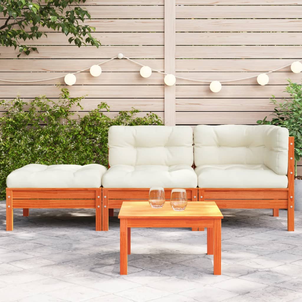 Garden Sofa with Cushions and Footstool 2-Seater