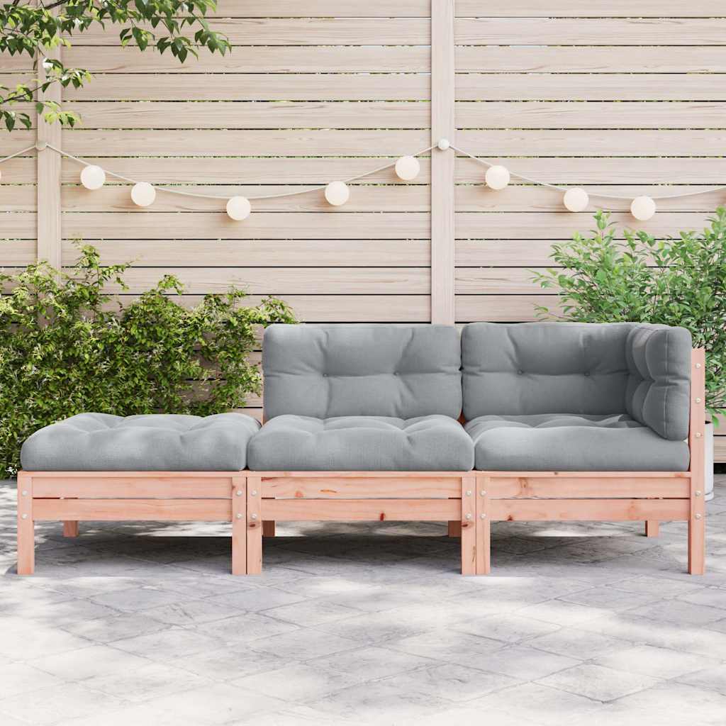 Garden Sofa with Cushions and Footstool 3-Seater