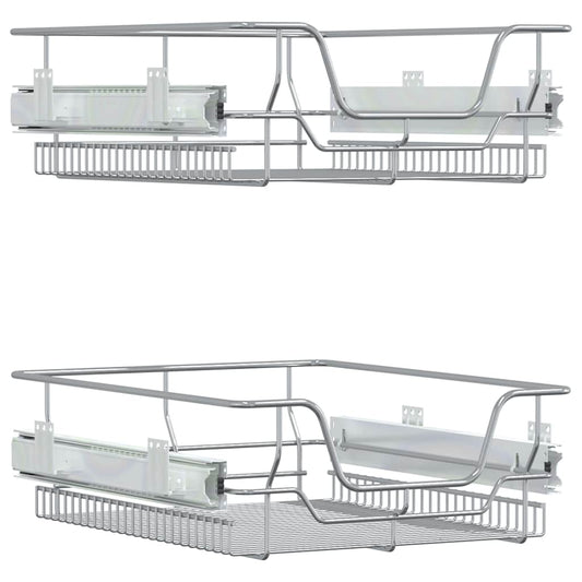 Pull-Out Wire Baskets 2 pcs Silver 45 cm
