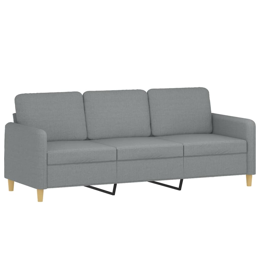 3-Seater Sofa Light Grey Fabric 180 cm