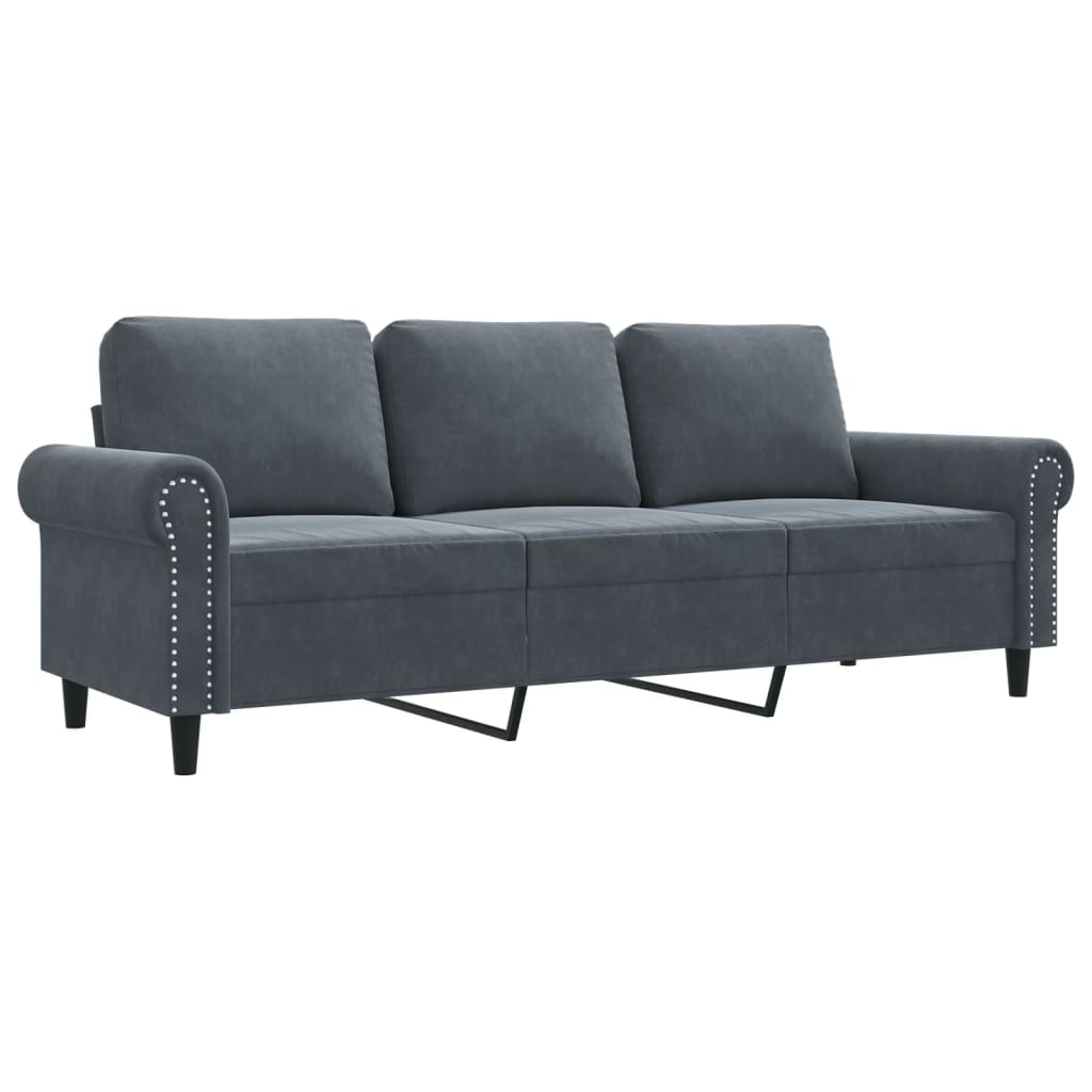 3-Seater Sofa Dark Grey 180 cm Velvet