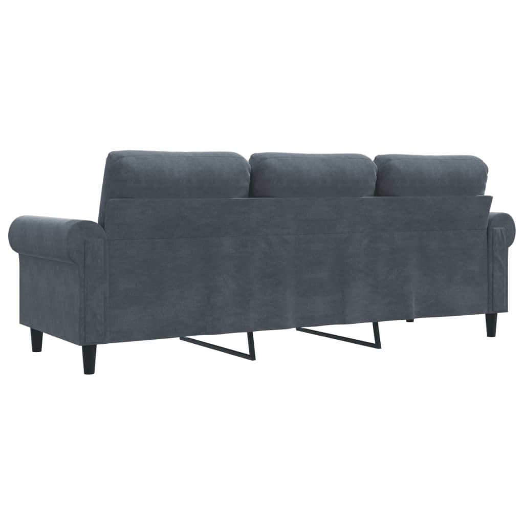 3-Seater Sofa Dark Grey 180 cm Velvet