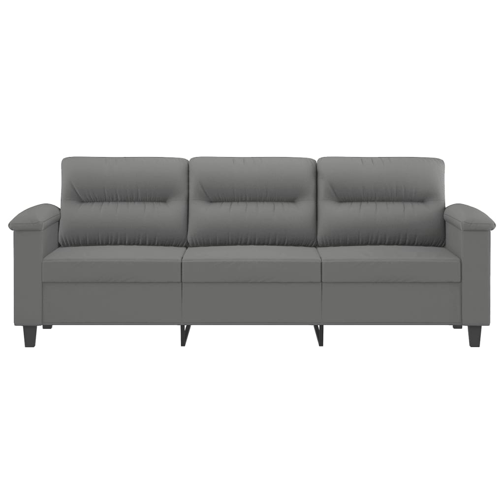 3-Seater Sofa Dark Grey 180 cm Microfibre Fabric
