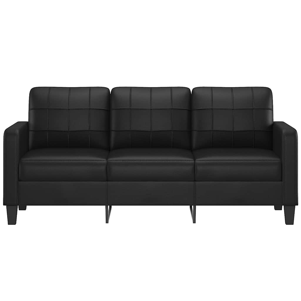 3-Seater Sofa Black 180 cm Faux Leather