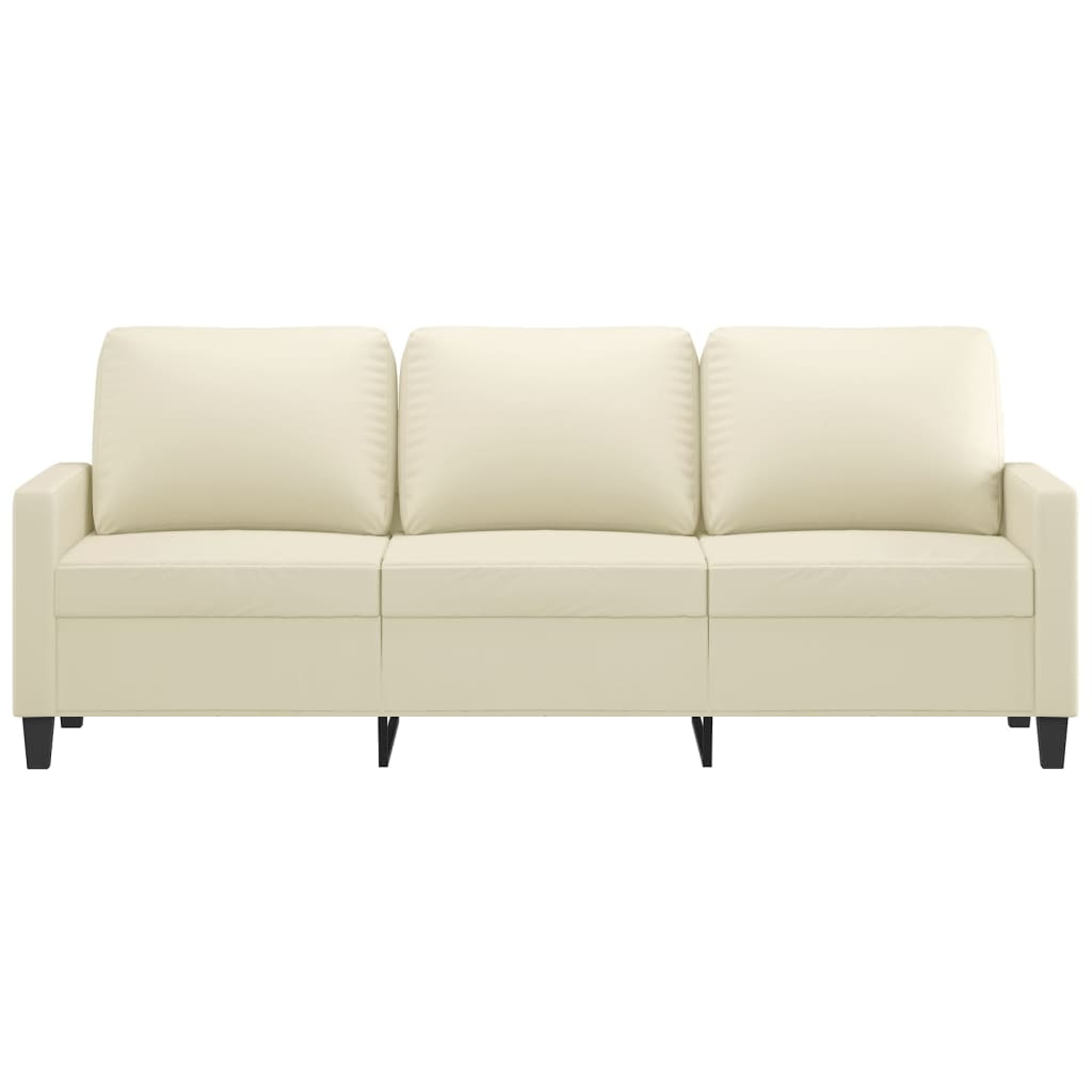 3-Seater Sofa Cream 180 cm Faux Leather