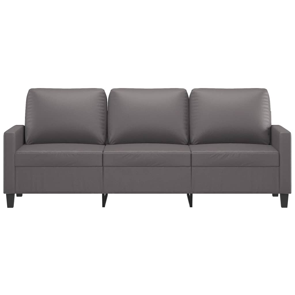 3-Seater Sofa Grey 180 cm Faux Leather