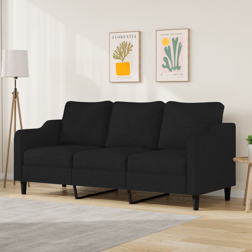 3-Seater Sofa Black 180 cm Fabric
