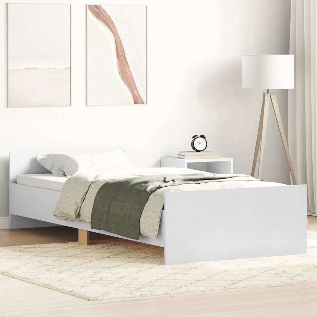 Bed Frame without Mattress White 90x190 cm Engineered Wood