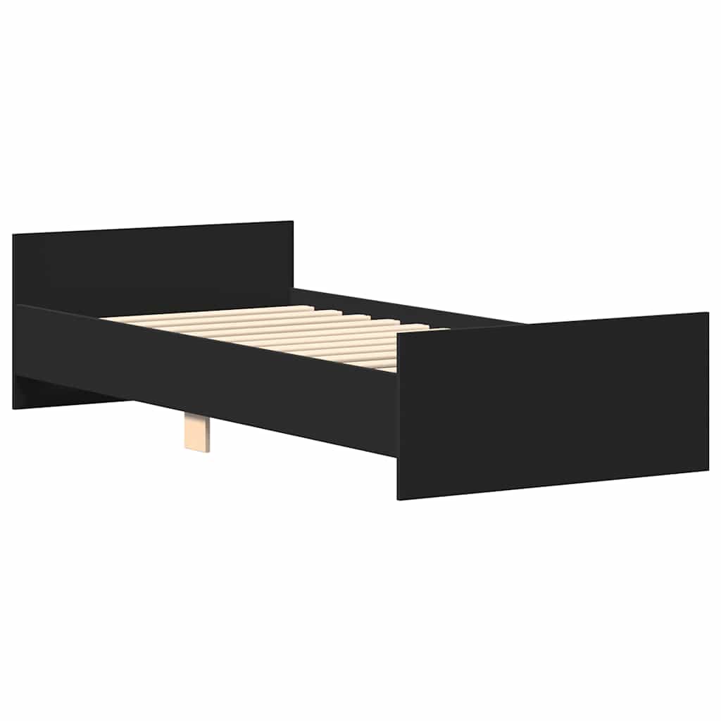 Bed Frame without Mattress Black 90x190 cm Engineered Wood