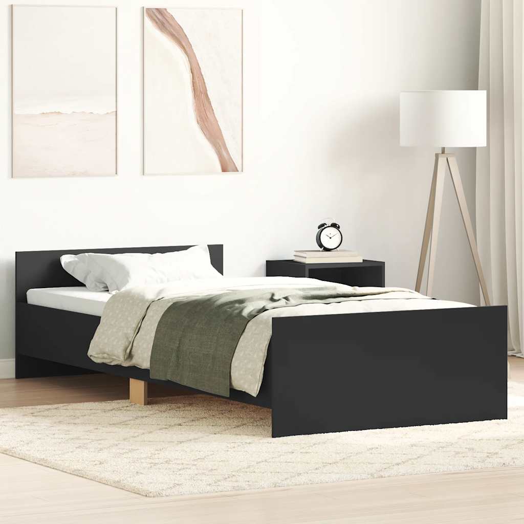 Bed Frame without Mattress Black 90x190 cm Engineered Wood