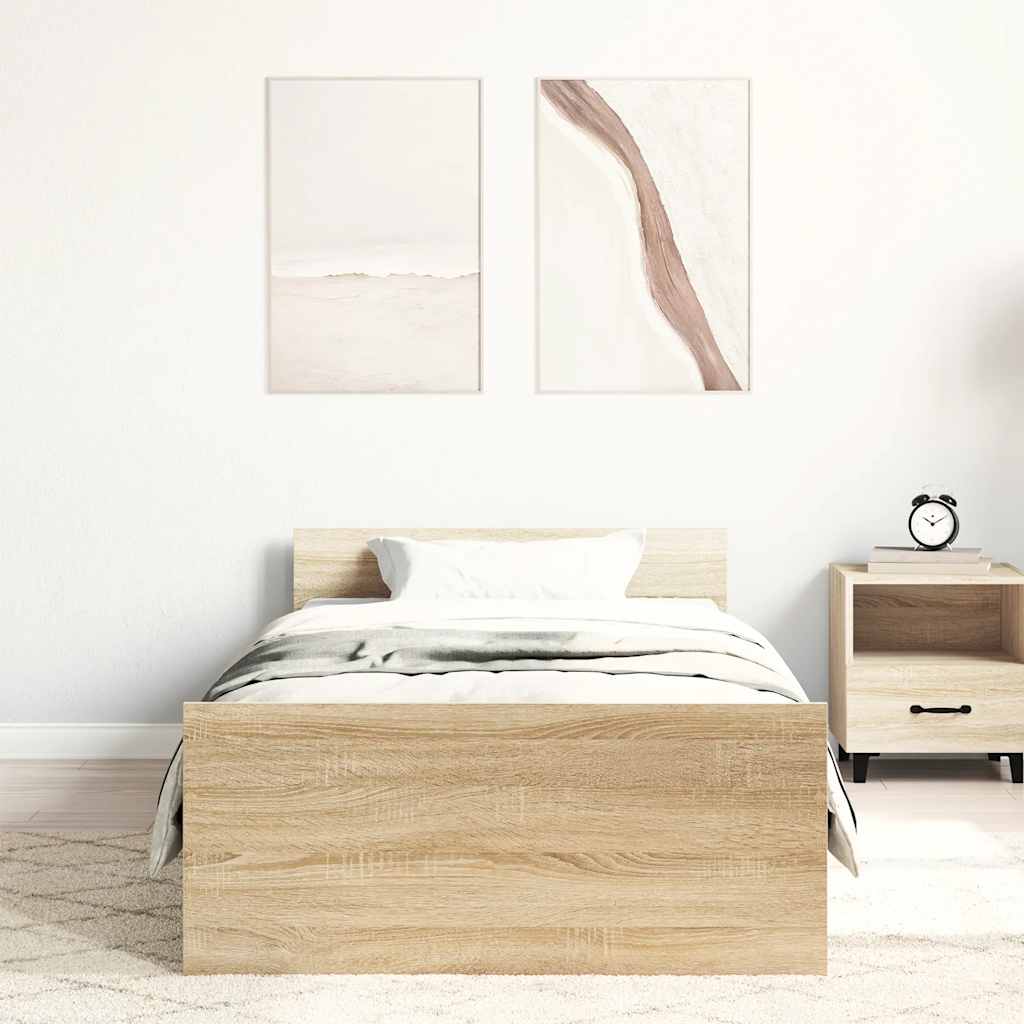 Bed Frame without Mattress Sonoma Oak 90x190 cm Engineered Wood