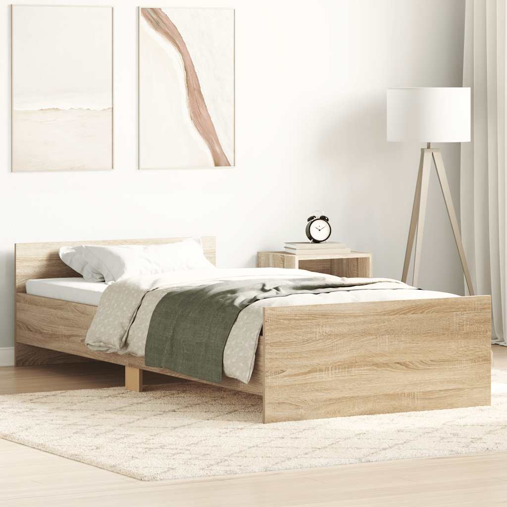 Bed Frame without Mattress Sonoma Oak 90x190 cm Engineered Wood