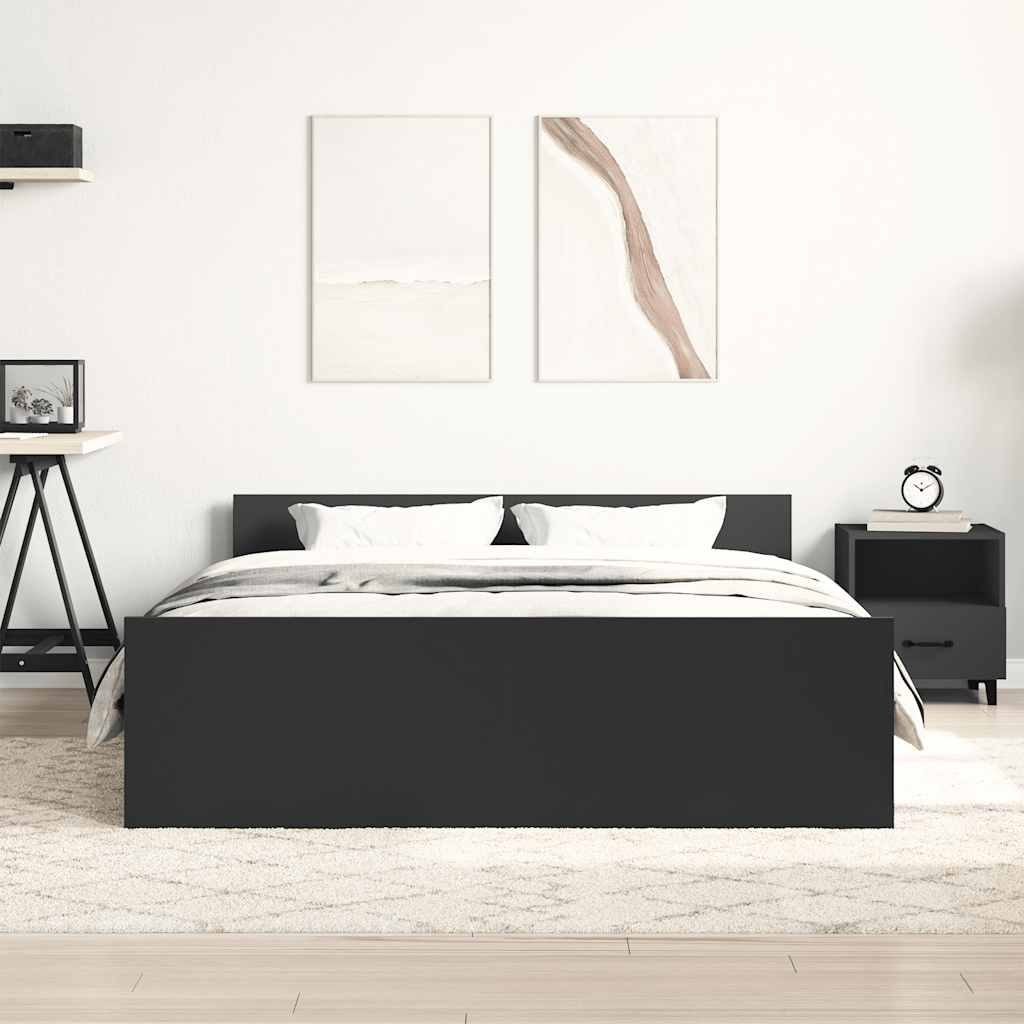 Bed Frame without Mattress Black 150x200 cm