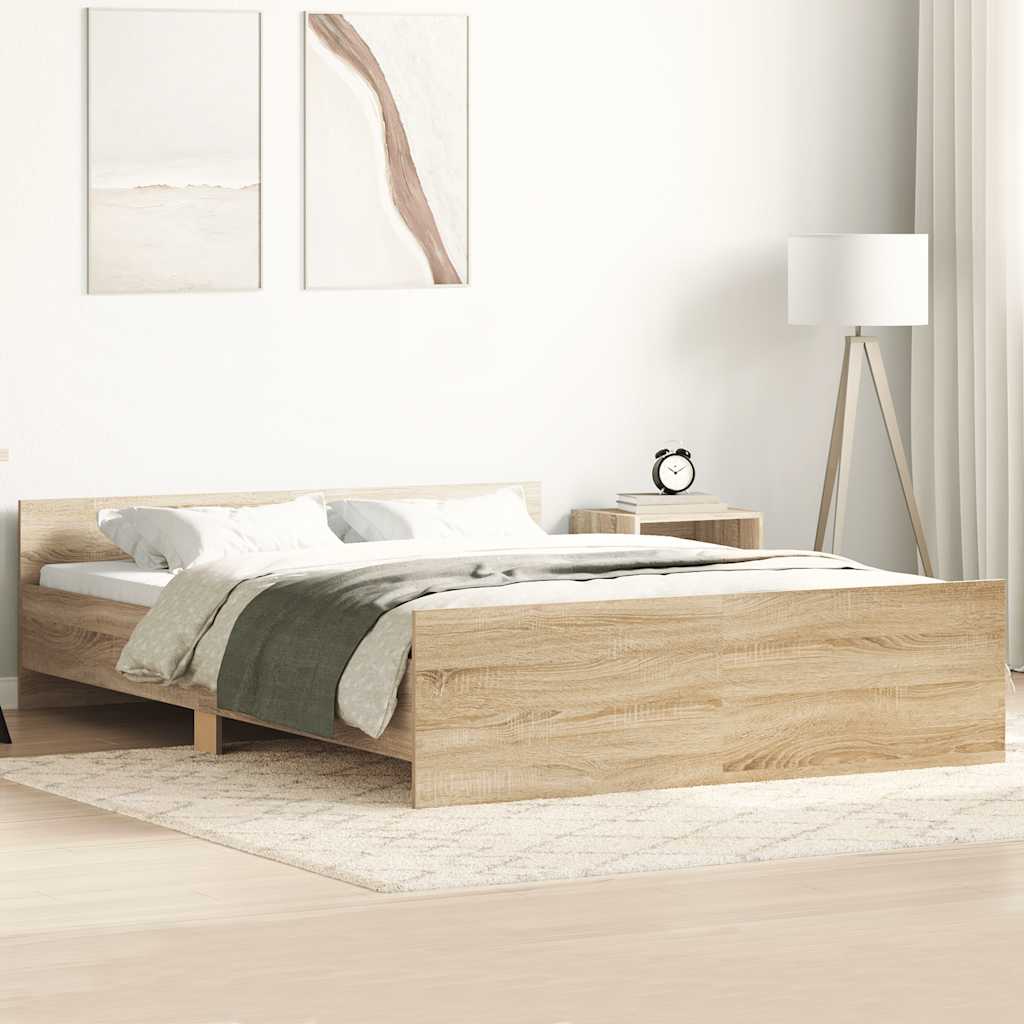 Bed Frame without Mattress Sonoma Oak 150x200 cm