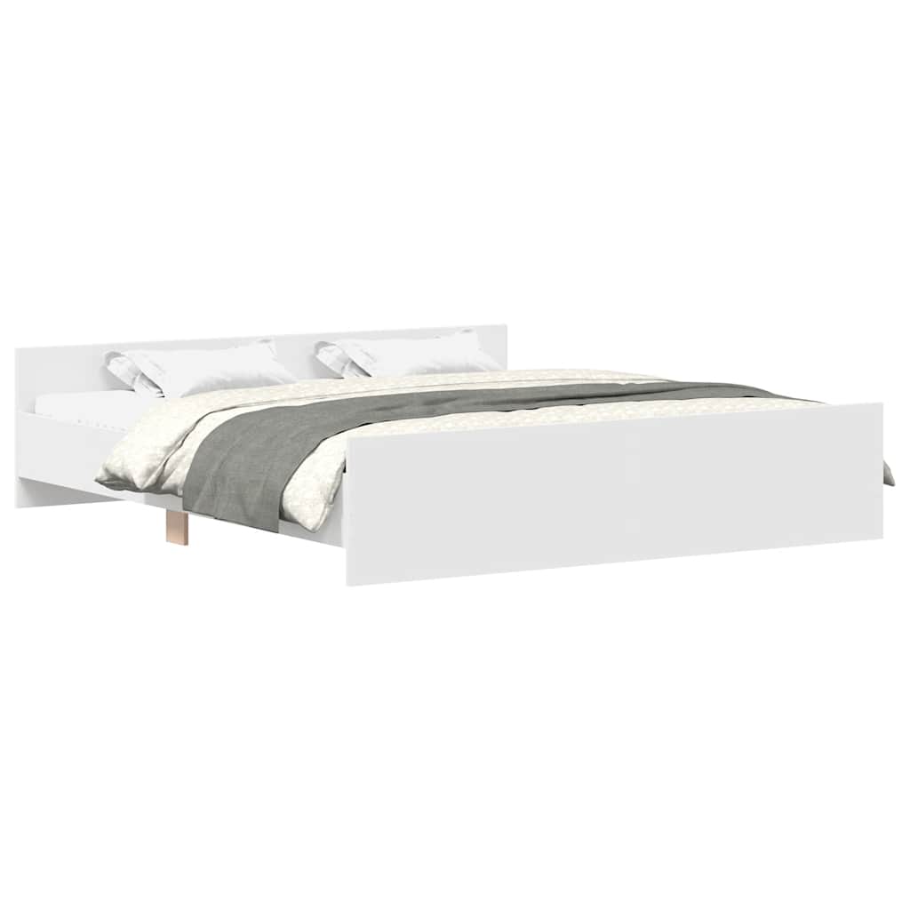 Bed Frame without Mattress White 183x203 cm King
