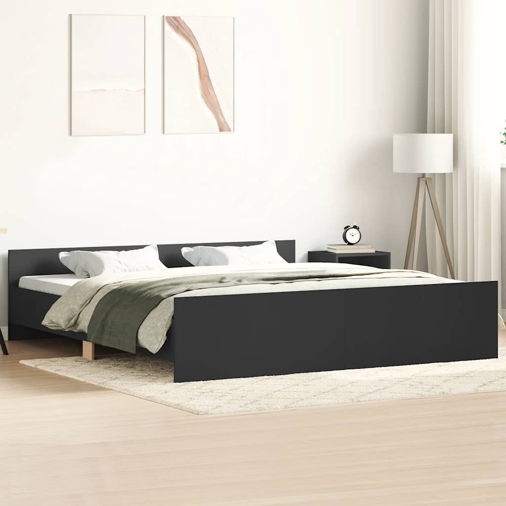 Bed Frame without Mattress Black 183x203 cm King
