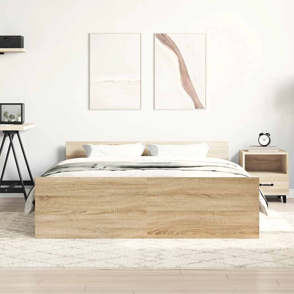 Bed Frame without Mattress Sonoma Oak 135x190 cm