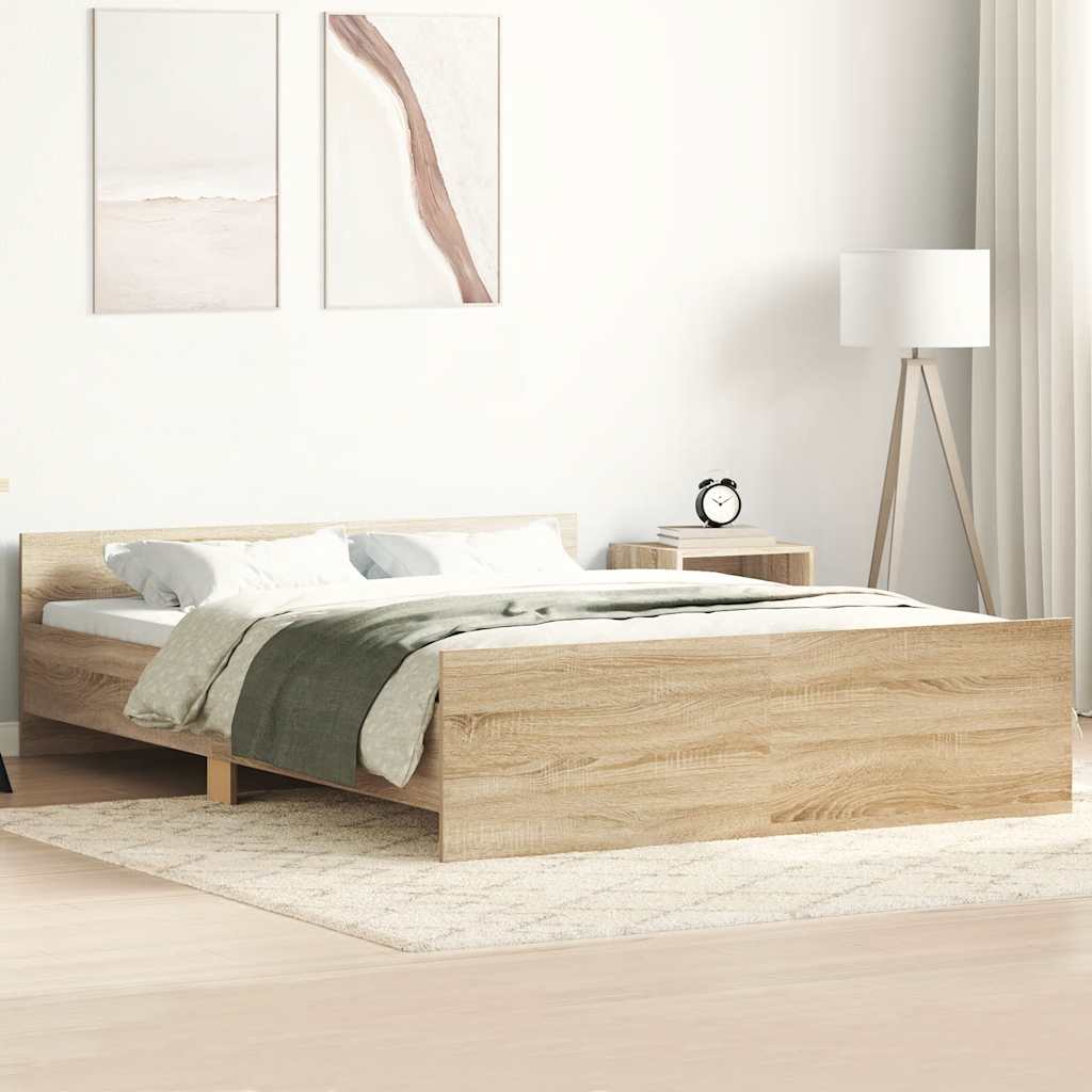 Bed Frame without Mattress Sonoma Oak 135x190 cm