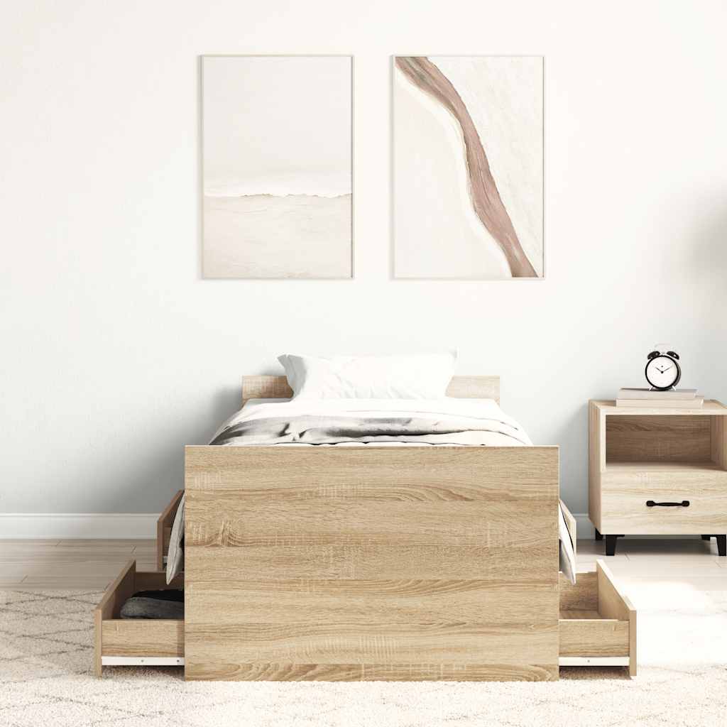 Bed Frame without Mattress Sonoma Oak 90x190 cm
