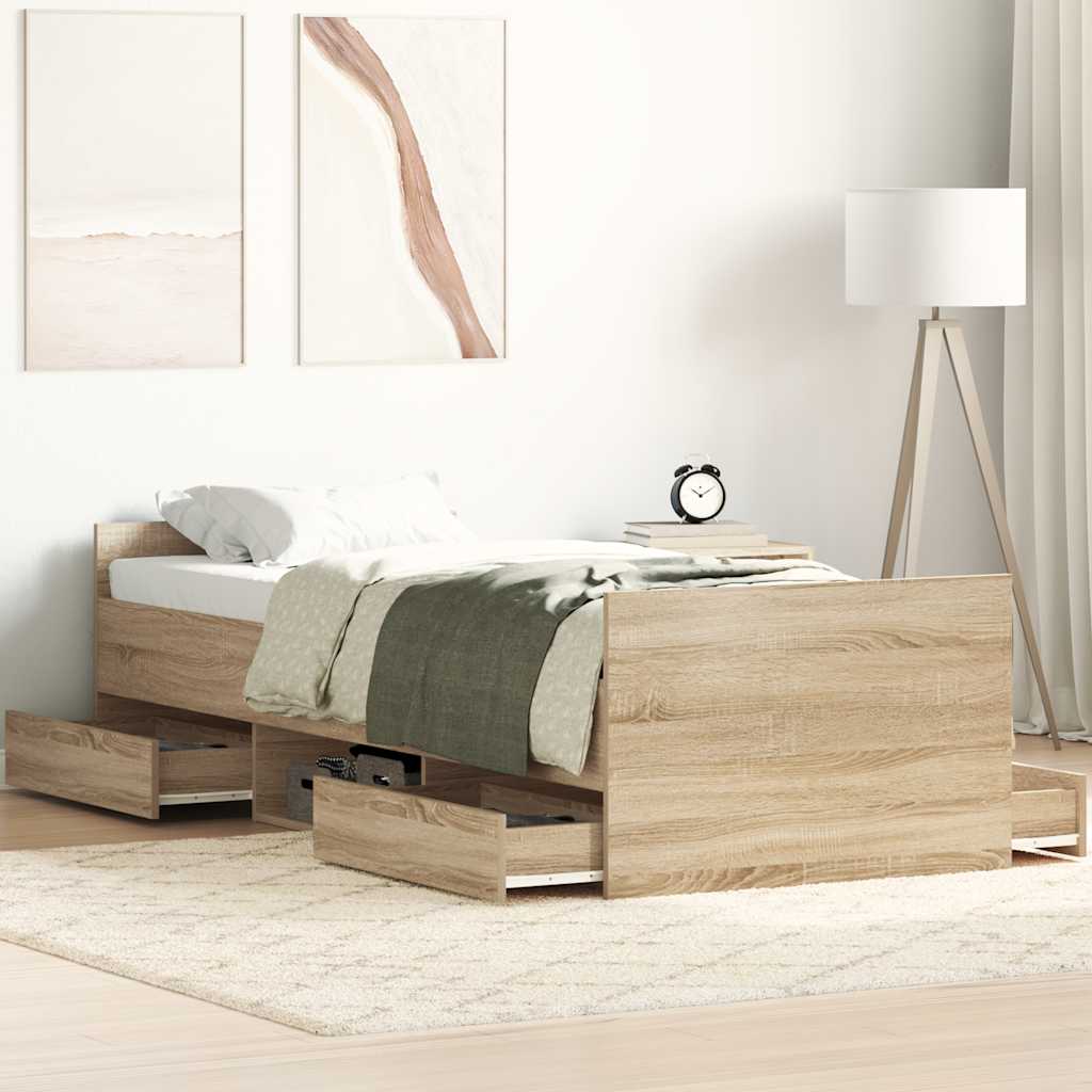 Bed Frame without Mattress Sonoma Oak 90x190 cm