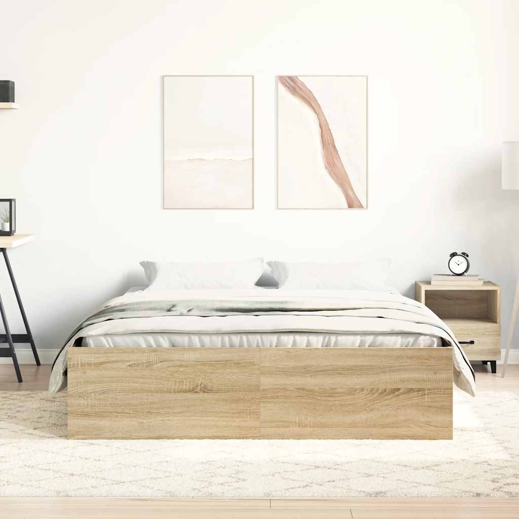 Bed Frame without Mattress Sonoma Oak 150x200 cm