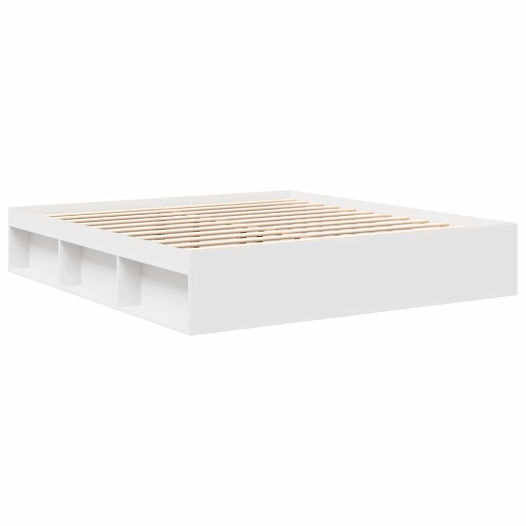 Bed Frame without Mattress White 183x203 cm King