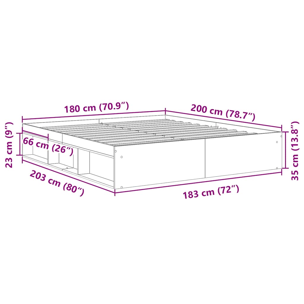 Bed Frame without Mattress White 183x203 cm King