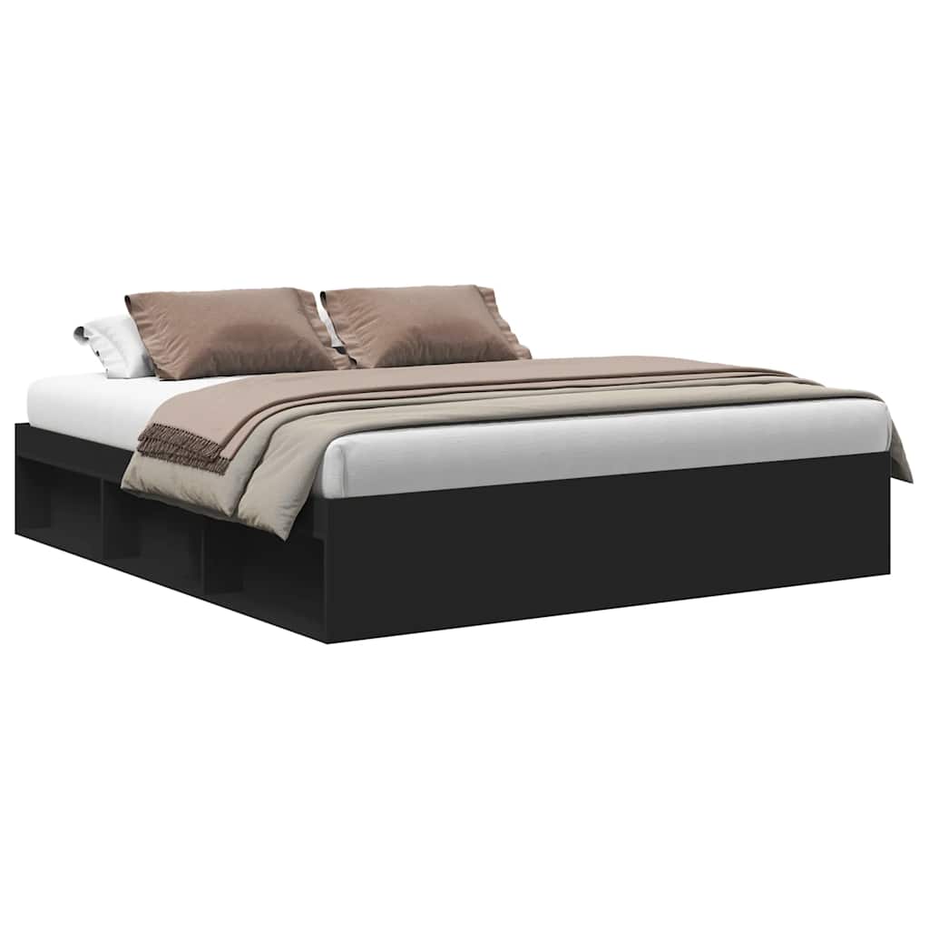 Bed Frame without Mattress Black 183x203 cm King