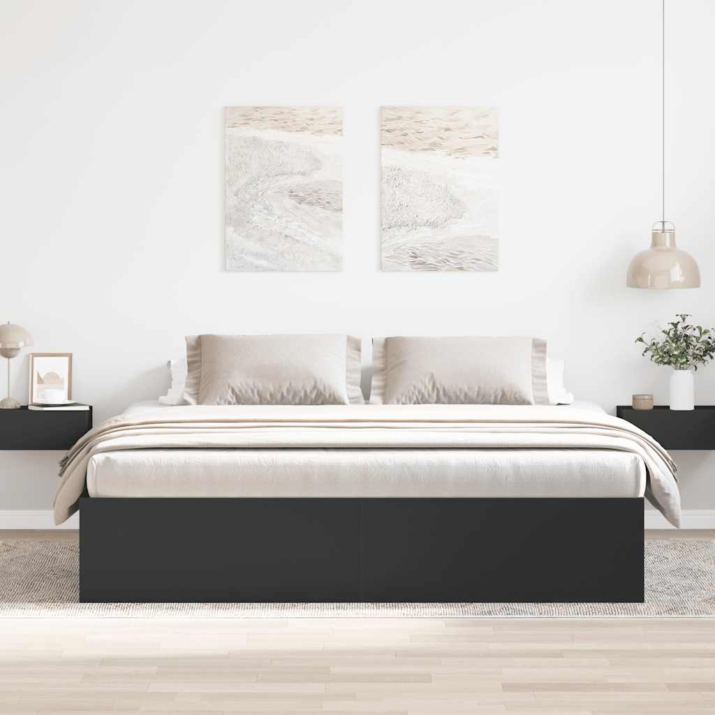 Bed Frame without Mattress Black 183x203 cm King