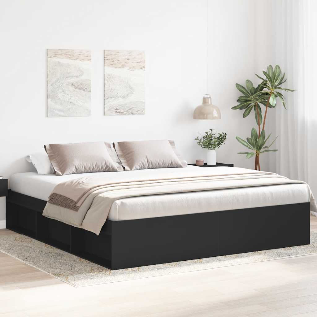 Bed Frame without Mattress Black 183x203 cm King