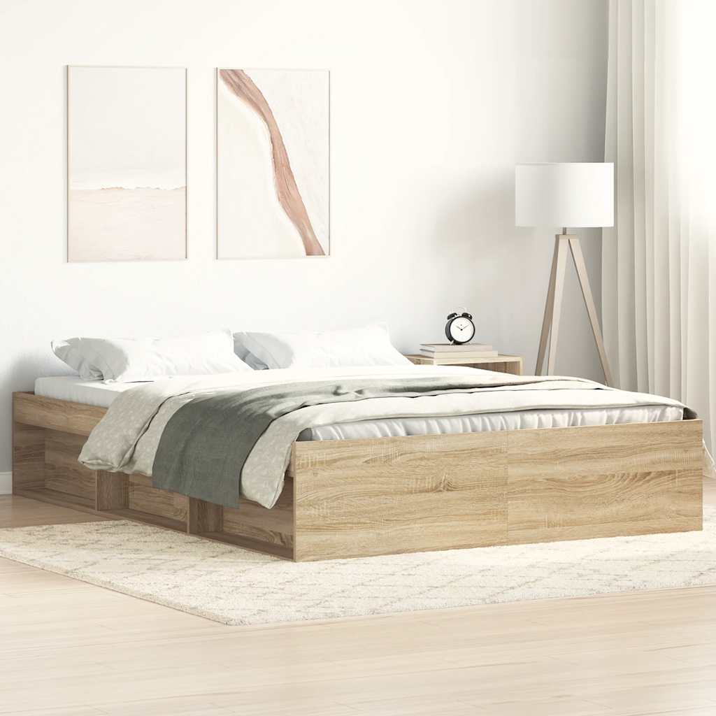 Bed Frame without Mattress Sonoma Oak 135x190 cm