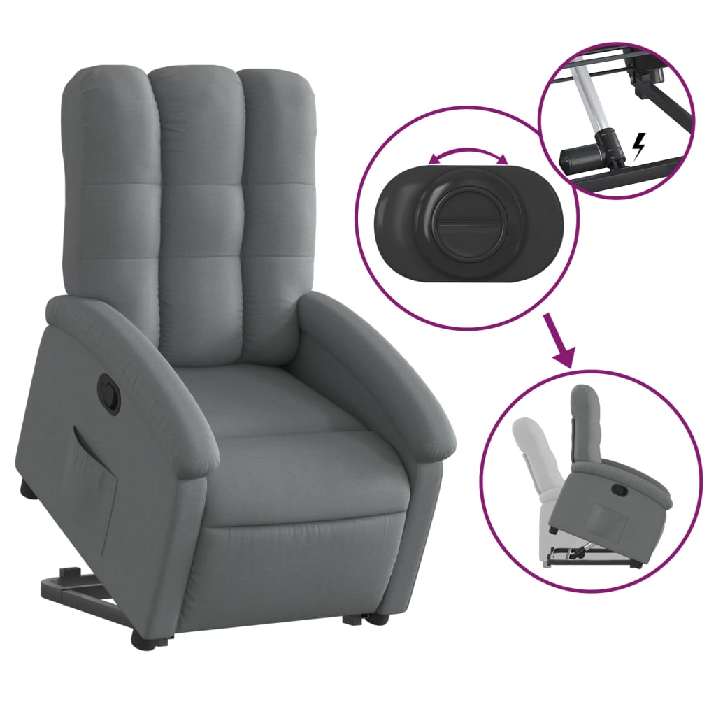 Stand up Recliner Chair Dark Grey Fabric